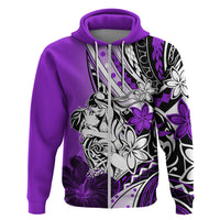 Polynesian Valentine Zip Hoodie Couple Floral Unique Purple Version LT01 Zip Hoodie Purple - Polynesian Pride
