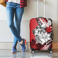 Polynesian Valentine Luggage Cover Couple Floral Unique Red Version LT01 - Polynesian Pride