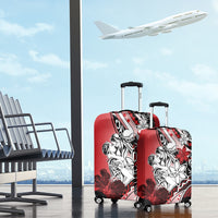 Polynesian Valentine Luggage Cover Couple Floral Unique Red Version LT01 - Polynesian Pride