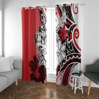 Polynesian Valentine Window Curtain Couple Floral Unique Red Version LT01 With Grommets Red - Polynesian Pride