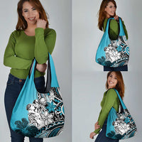 Polynesian Valentine Grocery Bag Couple Floral Unique Sky Blue Version LT01 - Polynesian Pride