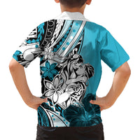 Polynesian Valentine Kid Hawaiian Shirt Couple Floral Unique Sky Blue Version LT01 - Polynesian Pride