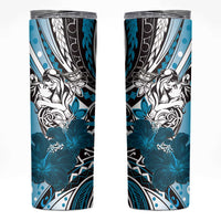 Polynesian Valentine Skinny Tumbler Couple Floral Unique Sky Blue Version