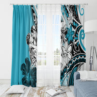 Polynesian Valentine Window Curtain Couple Floral Unique Sky Blue Version LT01 - Polynesian Pride