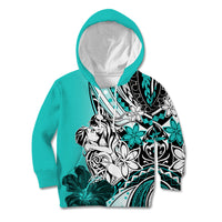 Polynesian Valentine Kid Hoodie Couple Floral Unique Turquoise Version LT01 Hoodie Turquoise - Polynesian Pride