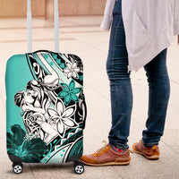 Polynesian Valentine Luggage Cover Couple Floral Unique Turquoise Version LT01 Turquoise - Polynesian Pride