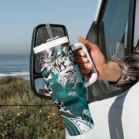 Polynesian Valentine Tumbler With Handle Couple Floral Unique Teal Version LT01 - Polynesian Pride