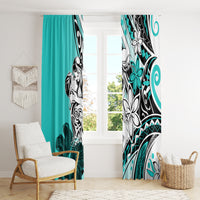 Polynesian Valentine Window Curtain Couple Floral Unique Turquoise Version LT01 - Polynesian Pride