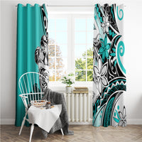 Polynesian Valentine Window Curtain Couple Floral Unique Turquoise Version LT01 - Polynesian Pride