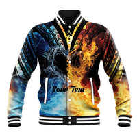 Personalised Polynesian Heart In Fire And Water Baseball Jacket Romantic Elements LT01 Unisex Colorful - Polynesian Pride