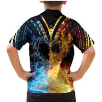 Personalised Polynesian Heart In Fire And Water Family Matching Mermaid Dress and Hawaiian Shirt Romantic Elements