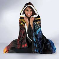 Personalised Polynesian Heart In Fire And Water Hooded Blanket Romantic Elements LT01 - Polynesian Pride