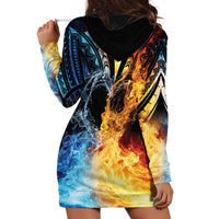Personalised Polynesian Heart In Fire And Water Hoodie Dress Romantic Elements
