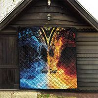 Personalised Polynesian Heart In Fire And Water Quilt Romantic Elements