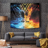 Personalised Polynesian Heart In Fire And Water Tapestry Romantic Elements