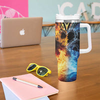 Personalised Polynesian Heart In Fire And Water Tumbler With Handle Romantic Elements LT01 - Polynesian Pride