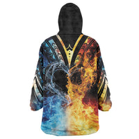 Personalised Polynesian Heart In Fire And Water Wearable Blanket Hoodie Romantic Elements LT01 - Polynesian Pride