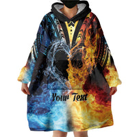 Personalised Polynesian Heart In Fire And Water Wearable Blanket Hoodie Romantic Elements LT01 - Polynesian Pride