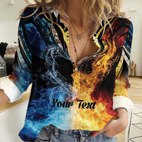 Personalised Polynesian Heart In Fire And Water Women Casual Shirt Romantic Elements