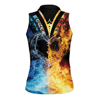 Personalised Polynesian Heart In Fire And Water Women Sleeveless Polo Shirt Romantic Elements