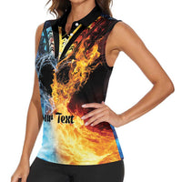 Personalised Polynesian Heart In Fire And Water Women Sleeveless Polo Shirt Romantic Elements