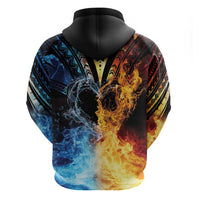 Personalised Polynesian Heart In Fire And Water Zip Hoodie Romantic Elements