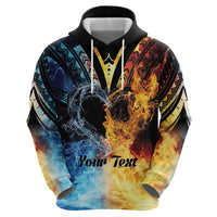 Personalised Polynesian Heart In Fire And Water Zip Hoodie Romantic Elements