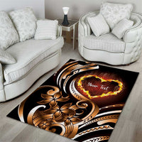 Personalised Polynesian Fiery Heart Area Rug Passionate Love