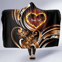 Personalised Polynesian Fiery Heart Hooded Blanket Passionate Love LT01 One Size Black - Polynesian Pride