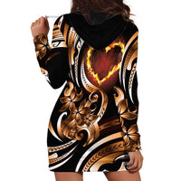 Personalised Polynesian Fiery Heart Hoodie Dress Passionate Love