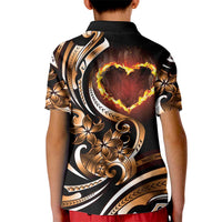 Personalised Polynesian Fiery Heart Kid Polo Shirt Passionate Love