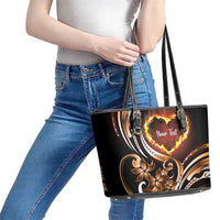 Personalised Polynesian Fiery Heart Leather Tote Bag Passionate Love LT01 - Polynesian Pride
