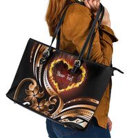 Personalised Polynesian Fiery Heart Leather Tote Bag Passionate Love LT01 - Polynesian Pride