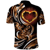 Personalised Polynesian Fiery Heart Polo Shirt Passionate Love