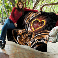 Personalised Polynesian Fiery Heart Quilt Passionate Love