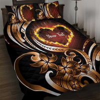 Personalised Polynesian Fiery Heart Quilt Bed Set Passionate Love LT01 Black - Polynesian Pride