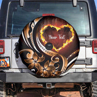 Personalised Polynesian Fiery Heart Spare Tire Cover Passionate Love LT01 Black - Polynesian Pride
