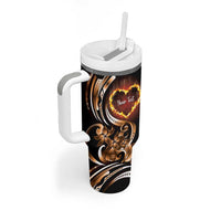 Personalised Polynesian Fiery Heart Tumbler With Handle Passionate Love LT01 - Polynesian Pride