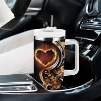 Personalised Polynesian Fiery Heart Tumbler With Handle Passionate Love LT01 - Polynesian Pride