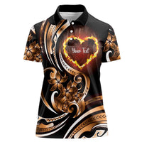 Personalised Polynesian Fiery Heart Women Polo Shirt Passionate Love