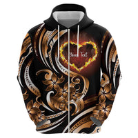 Personalised Polynesian Fiery Heart Zip Hoodie Passionate Love