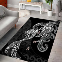 Polynesian Mermaid Plumeria Tribal Tattoo Area Rug