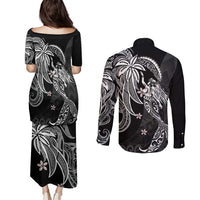 Polynesian Mermaid Plumeria Tribal Tattoo Couples Matching Puletasi and Long Sleeve Button Shirt LT01 - Polynesian Pride