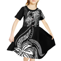 Polynesian Mermaid Plumeria Tribal Tattoo Kid Short Sleeve Dress