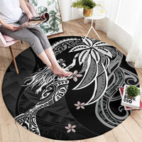 Polynesian Mermaid Plumeria Tribal Tattoo Round Carpet