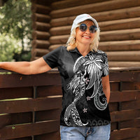 Polynesian Mermaid Plumeria Tribal Tattoo Women Polo Shirt