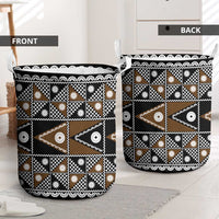 Fiji Brown Masi Pattern Laundry Basket Fijian Tapa LT01 - Polynesian Pride