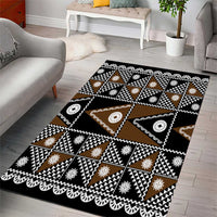 Fiji Brown Masi Pattern Area Rug Fijian Tapa
