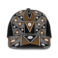 Fiji Brown Masi Pattern Baseball Net Cap Fijian Tapa LT01 One Size Black Brown - Polynesian Pride