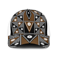 Fiji Brown Masi Pattern Baseball Net Cap Fijian Tapa LT01 One Size White Brown - Polynesian Pride